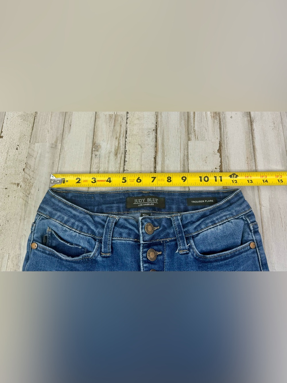 Judy Blue Jeans Womens 3/26 (25x31) Blue Mid Rise Trouser Flare Fit - Picture 6 of 11